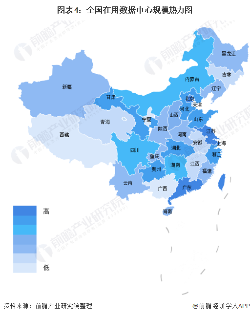 圖表4：全國在用數據中心規模熱力圖